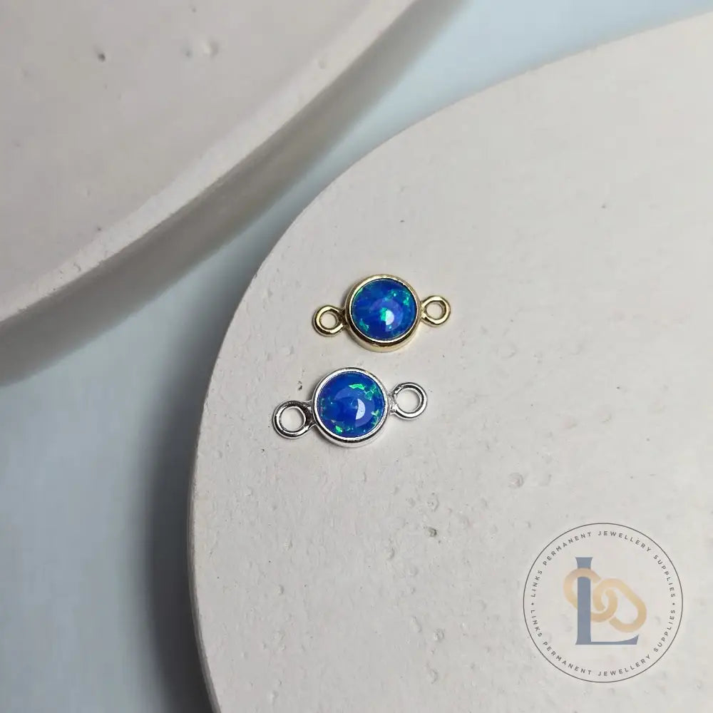 4mm Blue Opal Connector Charm - Links Permanent Jewellery Supplies