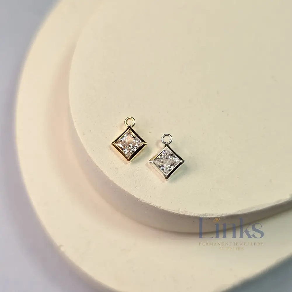 6Mm Crystal Rhombus Pendant Sterling Silver / Clear