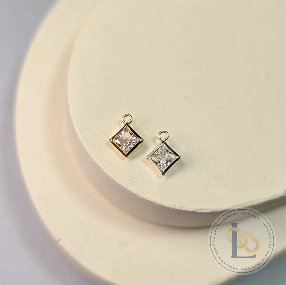 6Mm Crystal Rhombus Pendant Sterling Silver / Clear