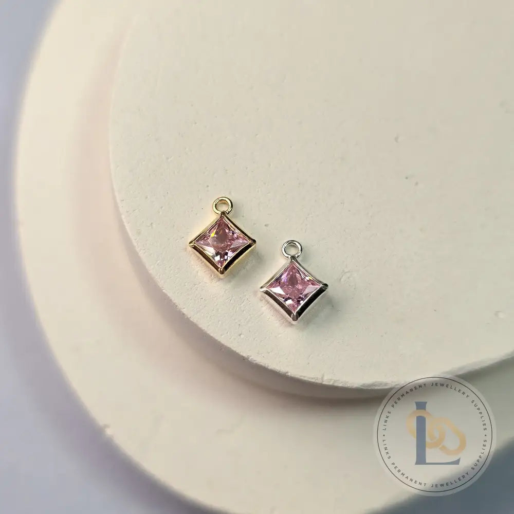 6Mm Crystal Rhombus Pendant Sterling Silver / Pink Tourmaline