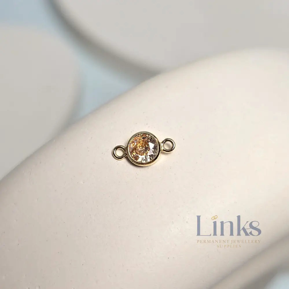 4mm Gold Filled Birthstone Connector Charm - Links Permanent Jewellery Supplies