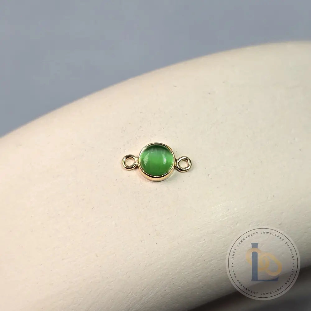4Mm Green Cat’s Eye Connector Charm