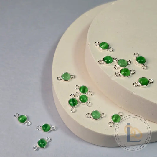 4Mm Green Cat’s Eye Connector Charm