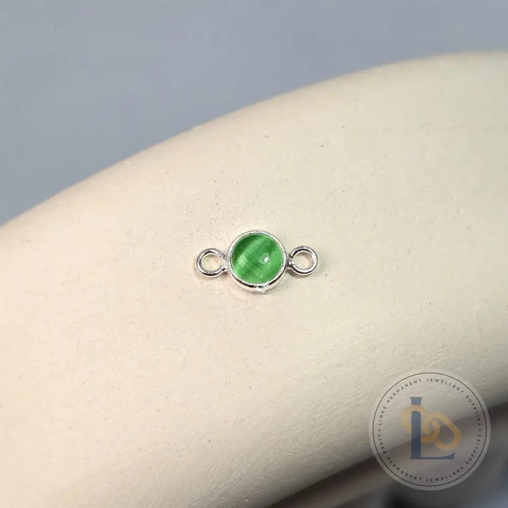 4Mm Green Cat’s Eye Connector Charm