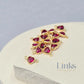 4mm Heart Birthstone Connector Charm 14k Gold Filled / July - Ruby