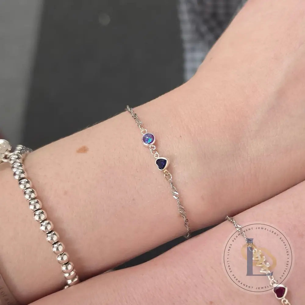 4mm Heart Birthstone Connector Charm