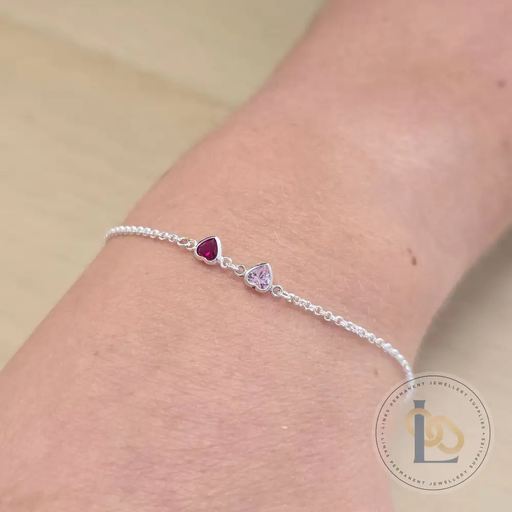 4mm Heart Birthstone Connector Charm