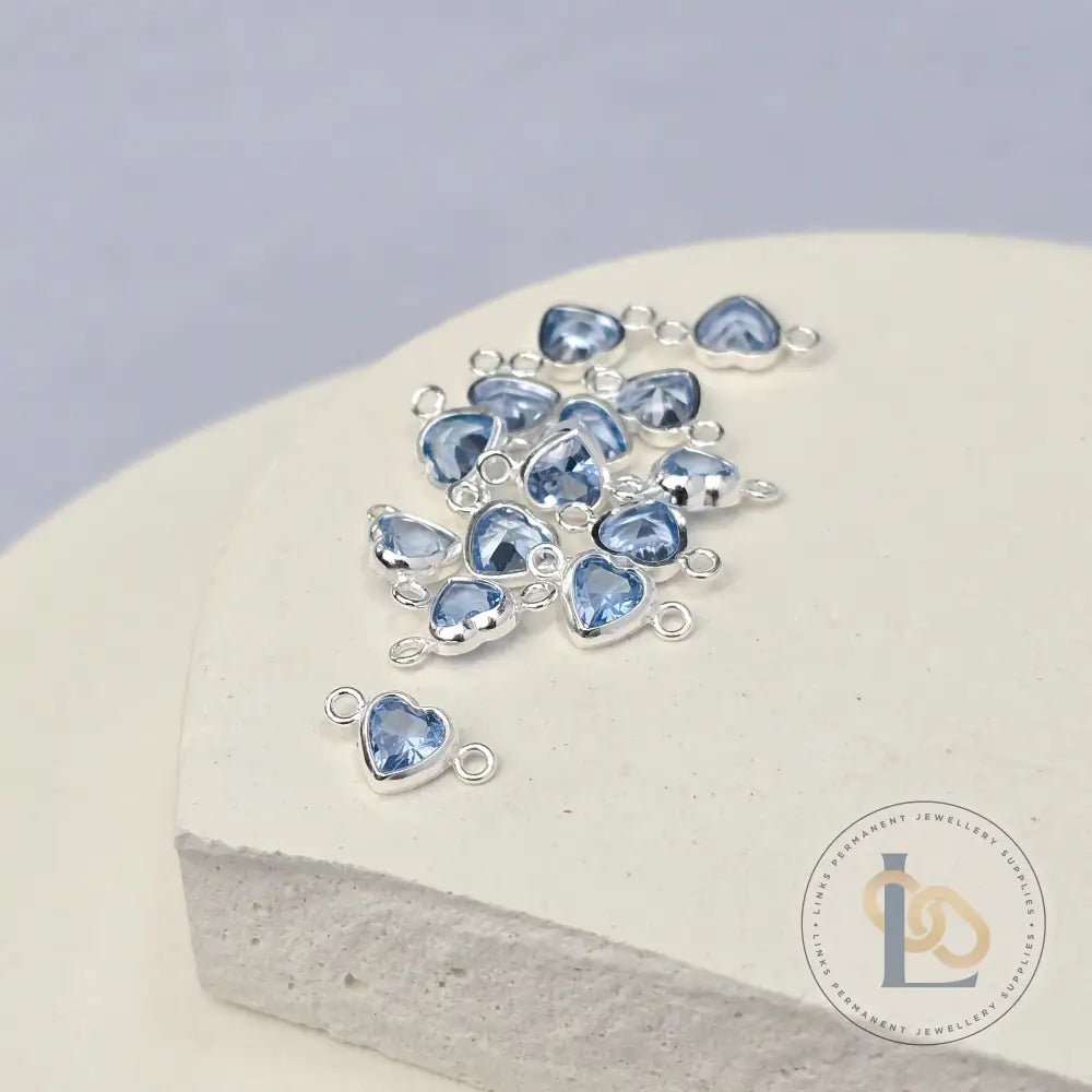 4mm Heart Birthstone Connector Charm