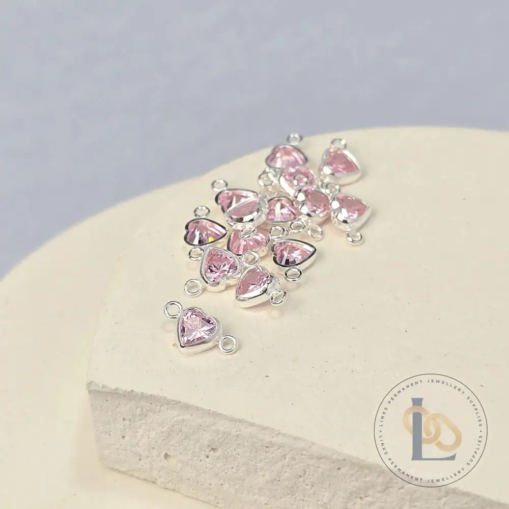 4mm Heart Birthstone Connector Charm