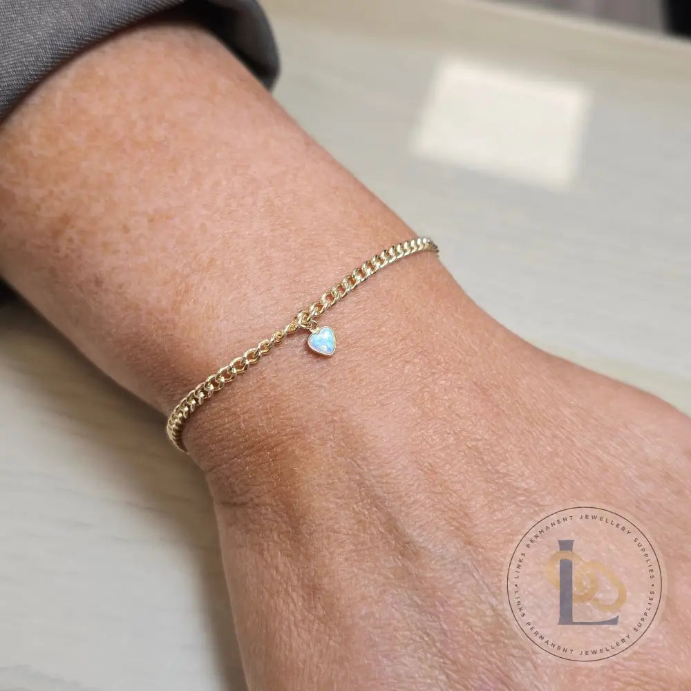 4mm Opal Heart Charm