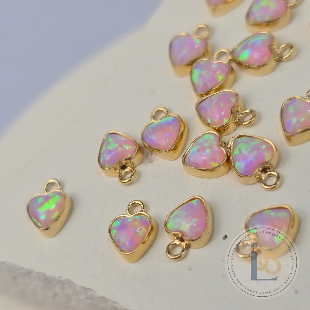 4mm Opal Heart Charm