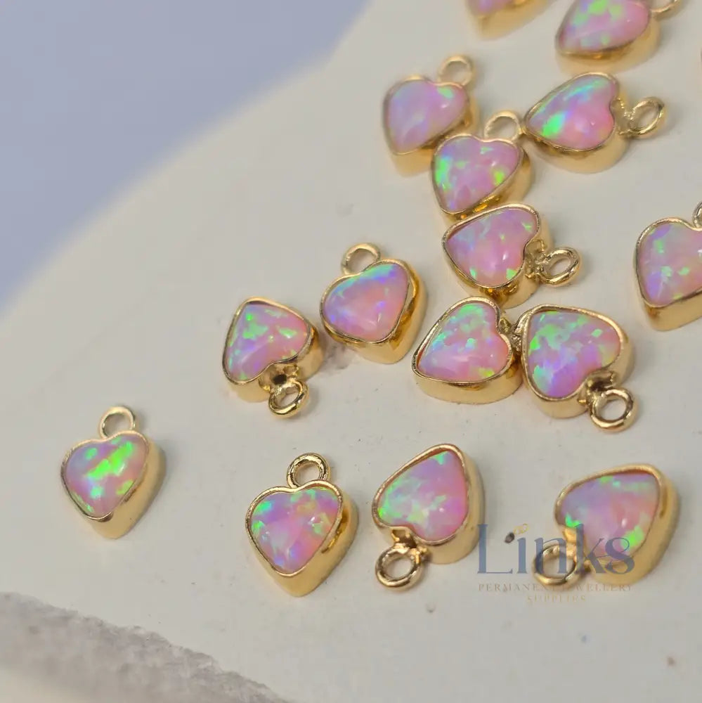 4mm Opal Heart Charm