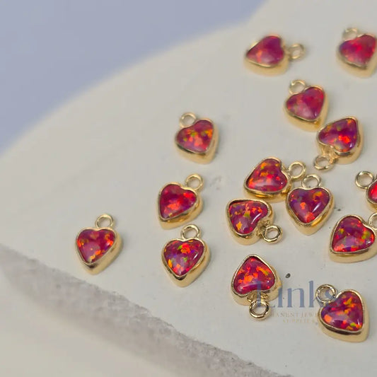 4mm Opal Heart Charm