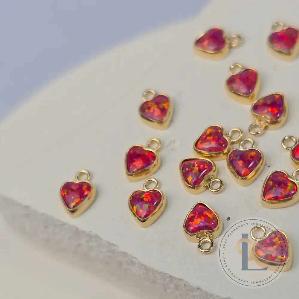 4mm Opal Heart Charm