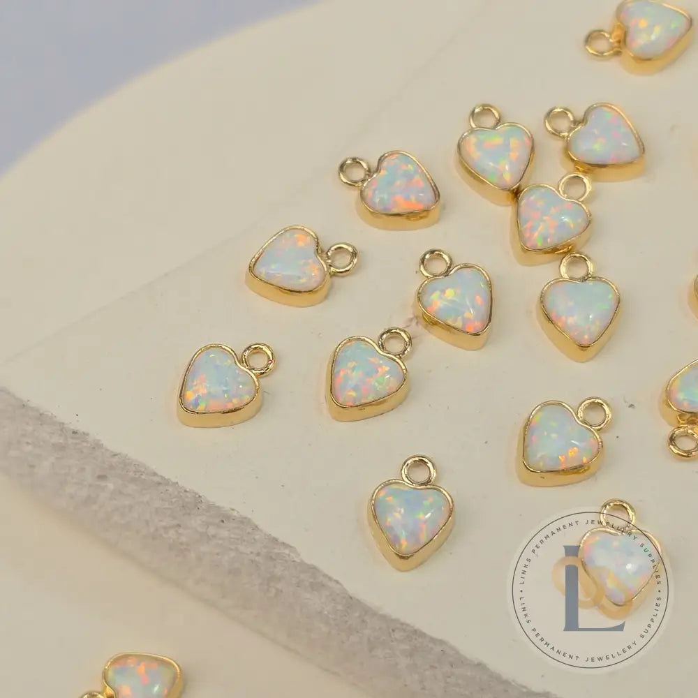 4mm Opal Heart Charm