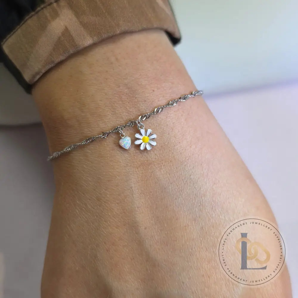 4mm Opal Heart Charm