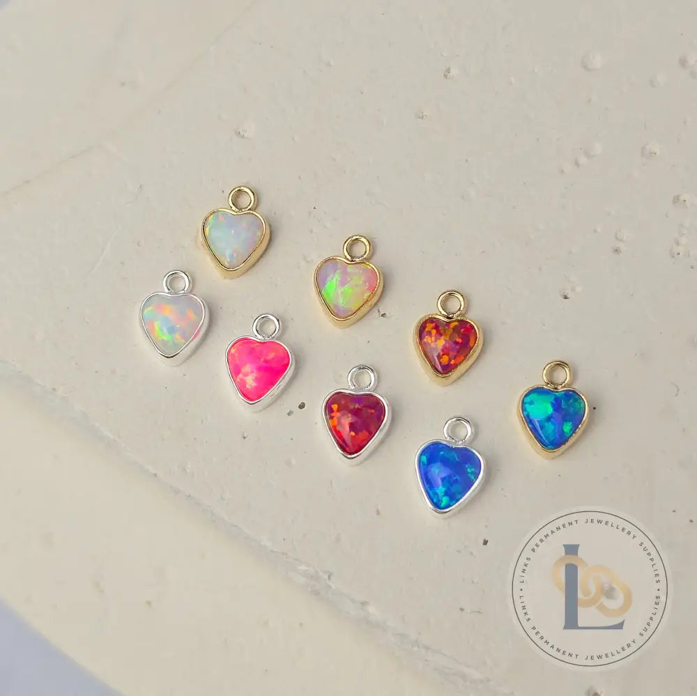 4mm Opal Heart Charm