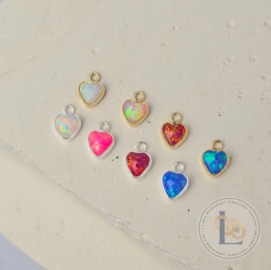4mm Opal Heart Charm