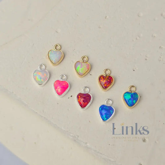 4mm Opal Heart Charm