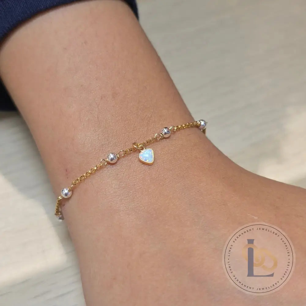 4mm Opal Heart Charm
