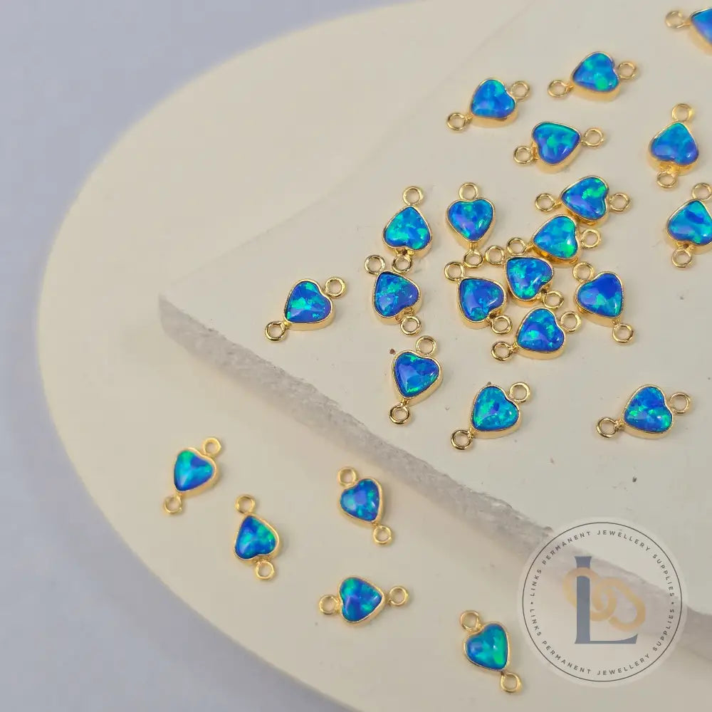 4mm Opal Heart Connector Charm
