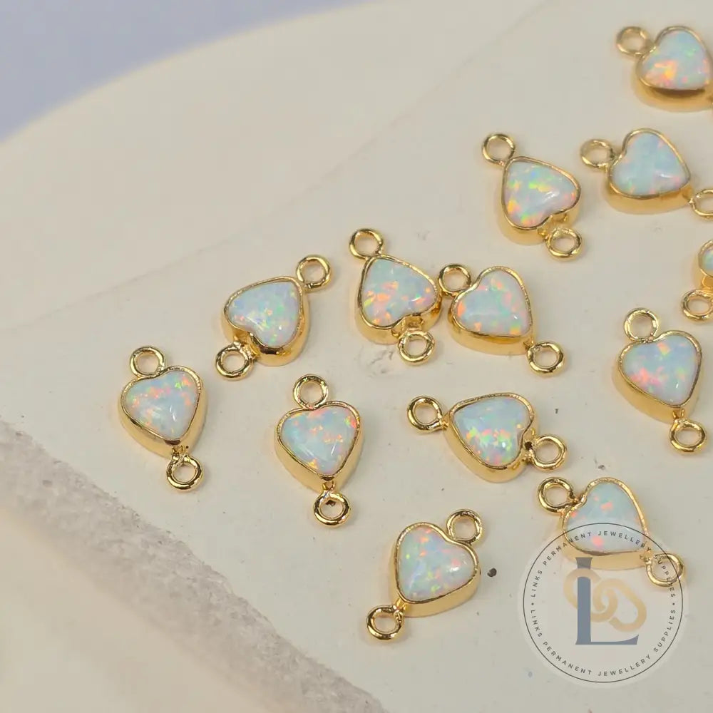4mm Opal Heart Connector Charm