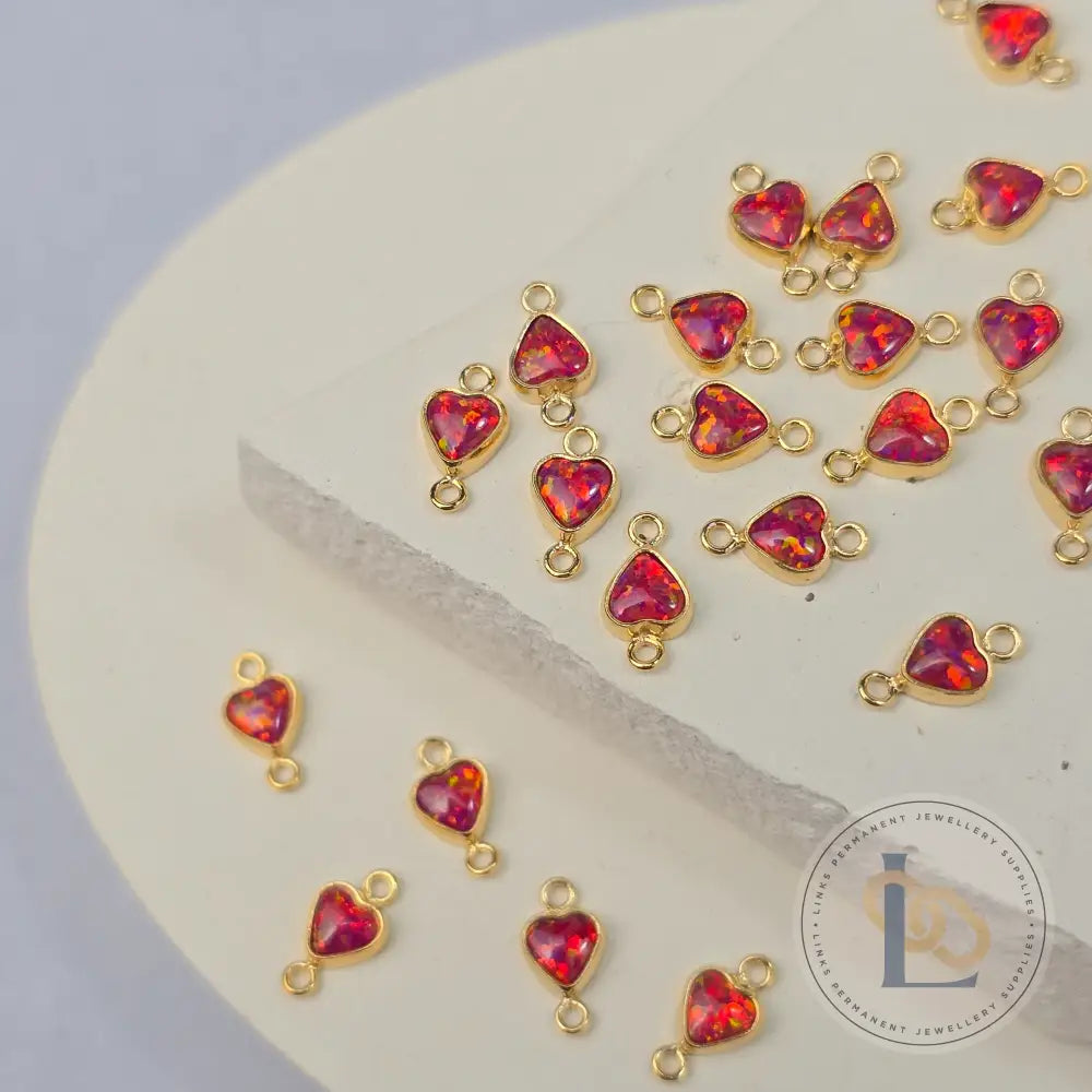 4mm Opal Heart Connector Charm