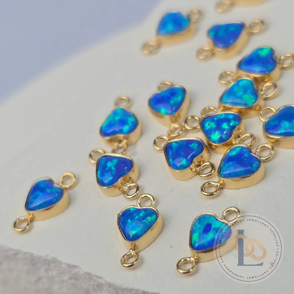 4mm Opal Heart Connector Charm