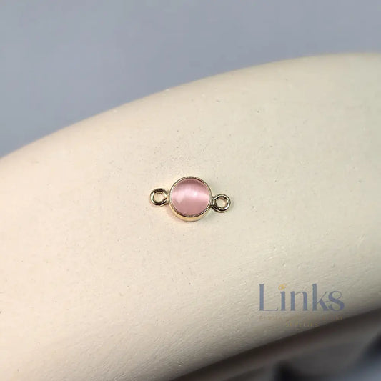 4Mm Pink Cat’s Eye Connector Charm 14K Gold Filled