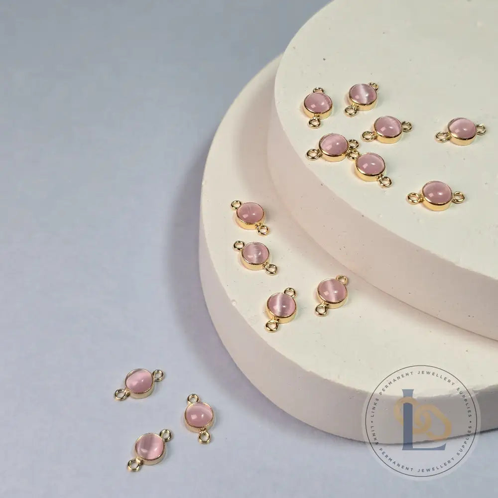 4Mm Pink Cat’s Eye Connector Charm