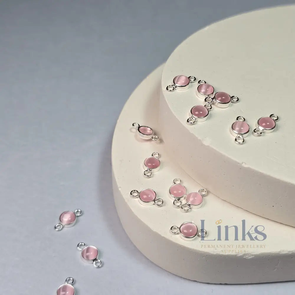 4Mm Pink Cat’s Eye Connector Charm