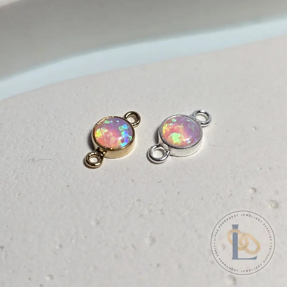 4mm Pink Opal Connector Charm - Links Permanent Jewellery Supplies