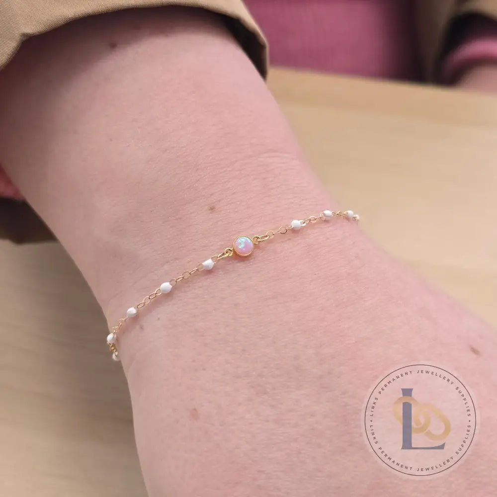 4mm Pink Opal Connector Charm