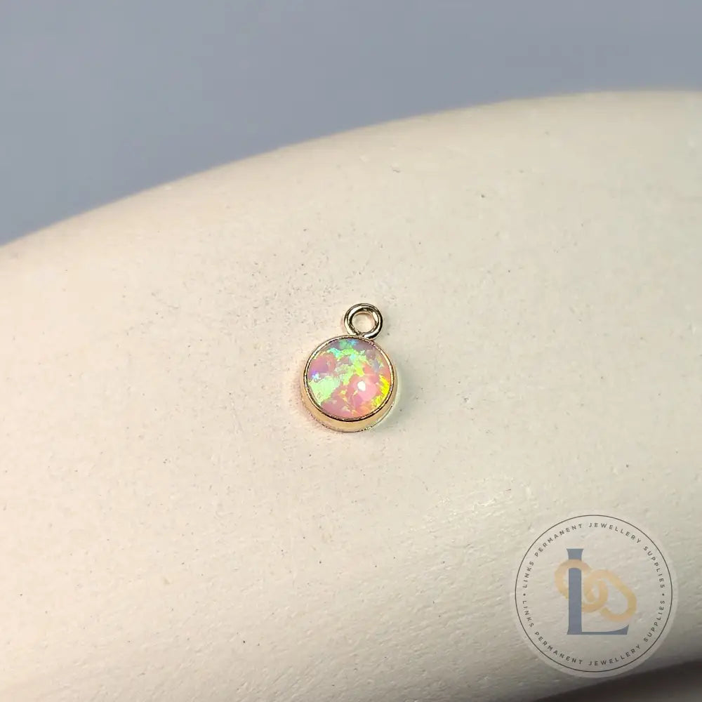 4Mm Pink Opal Pendant Charm 14K Gold Filled