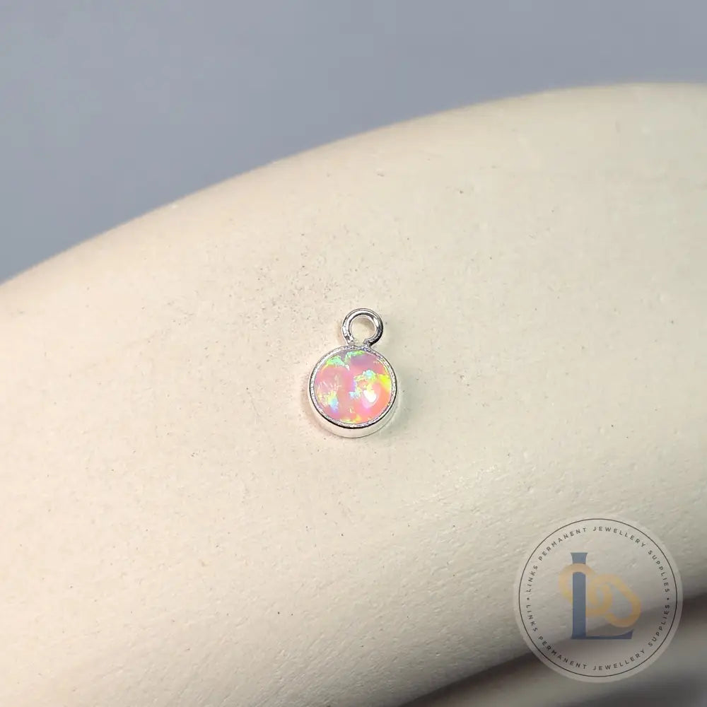 4Mm Pink Opal Pendant Charm Sterling Silver
