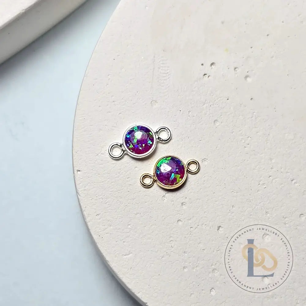 4Mm Purple Opal Connector Charm