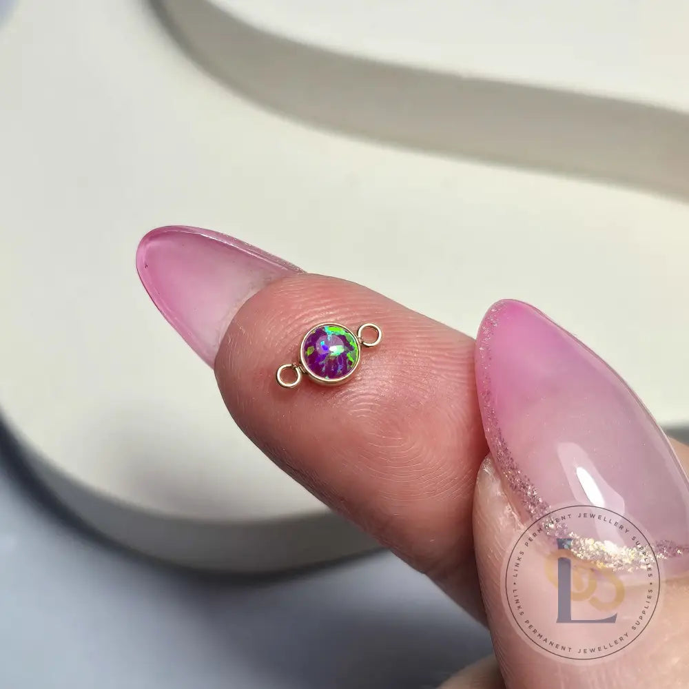 4Mm Purple Opal Connector Charm