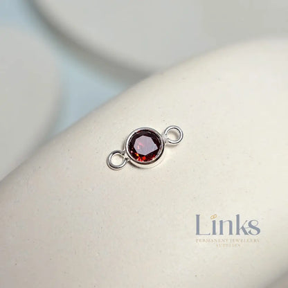 4mm Sterling Silver Birthstone Connector Charm - Links Permanent Jewellery Supplies