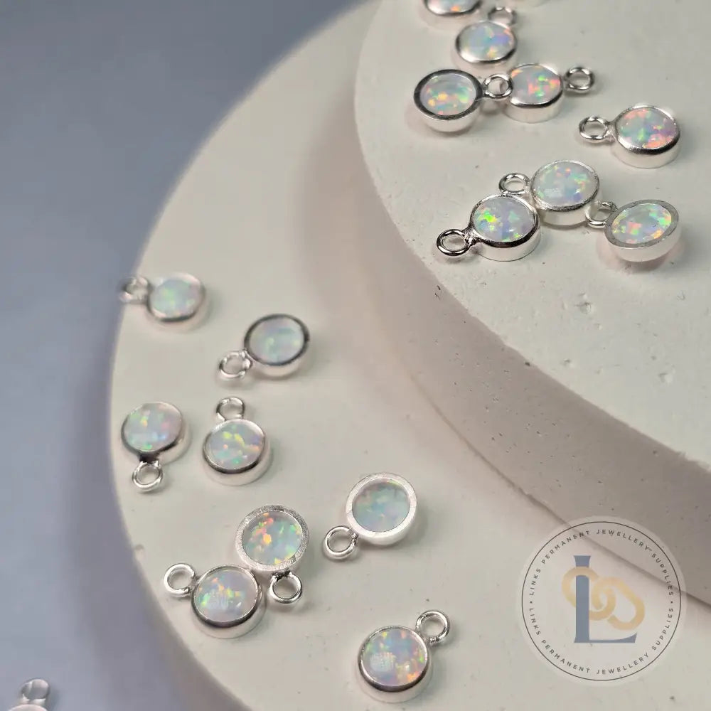 4Mm White Opal Pendant Charm