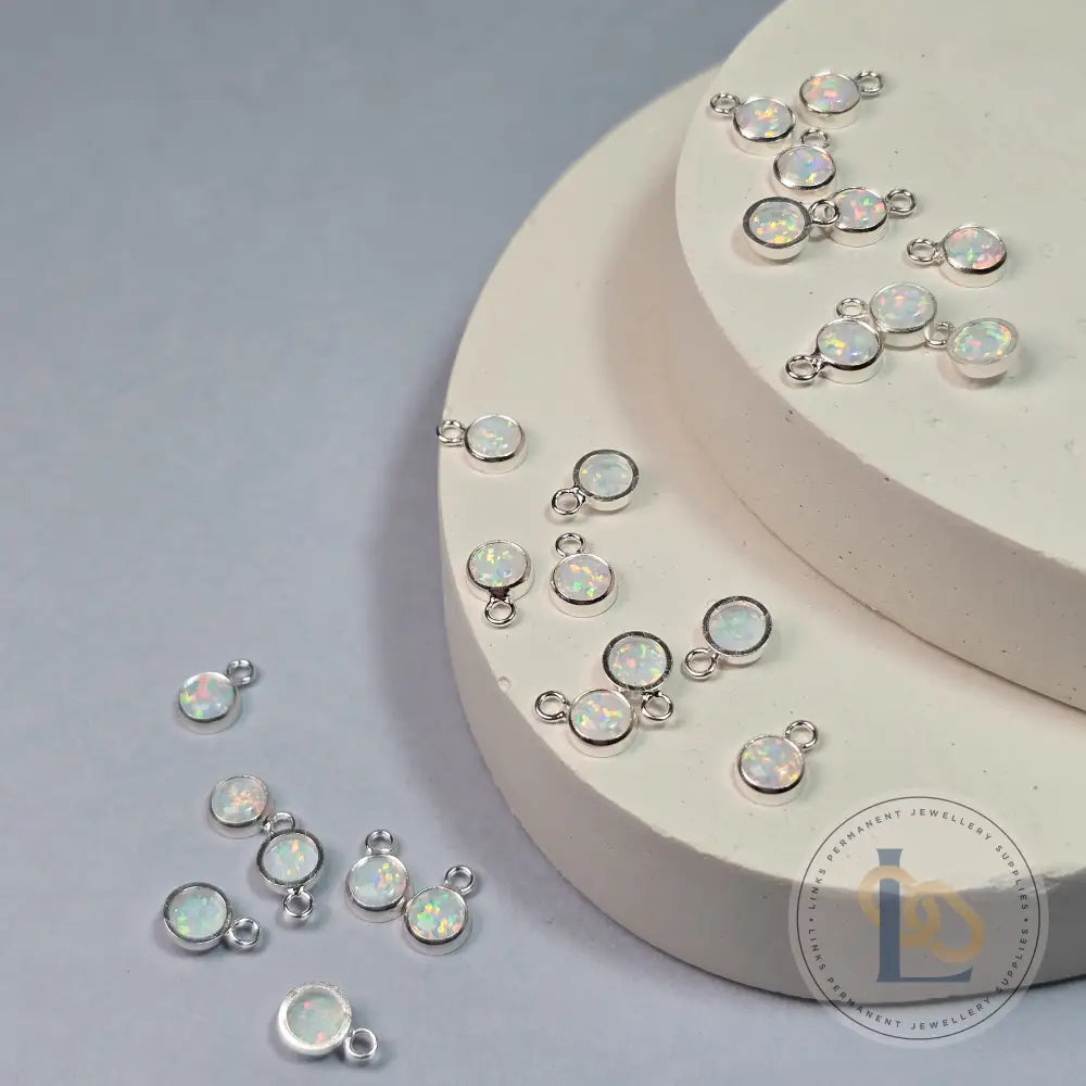 4Mm White Opal Pendant Charm