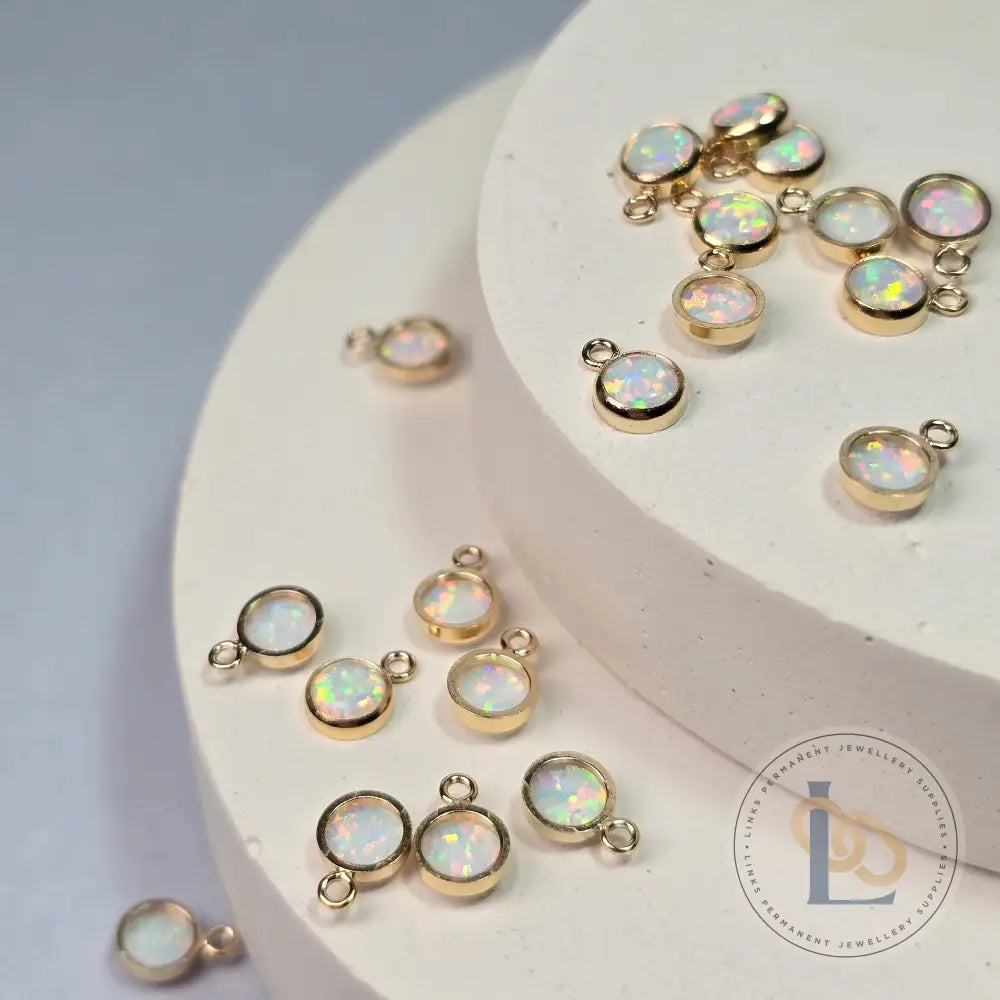 4Mm White Opal Pendant Charm