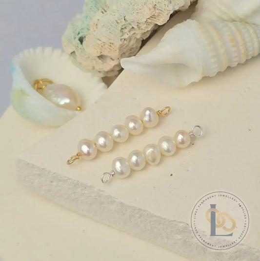 5 Freshwater Rice Pearl Connector Charm