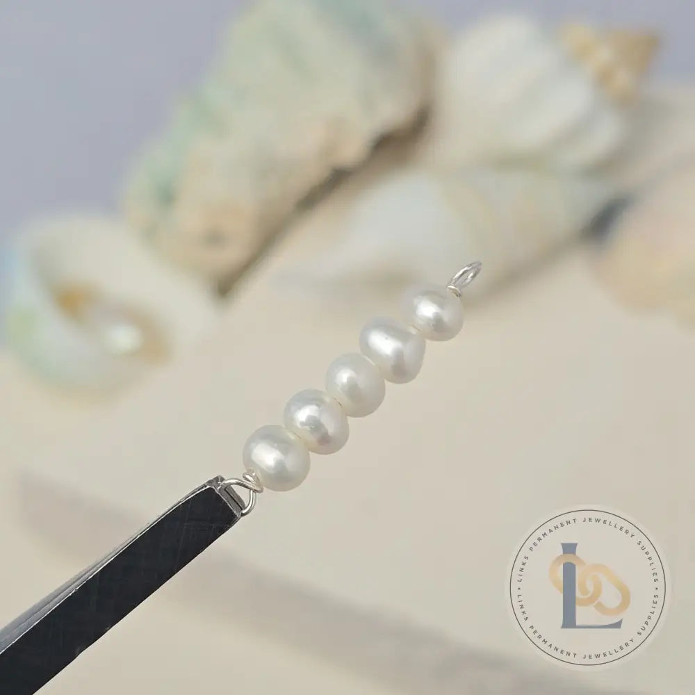 5 Freshwater Rice Pearl Connector Charm Sterling Silver