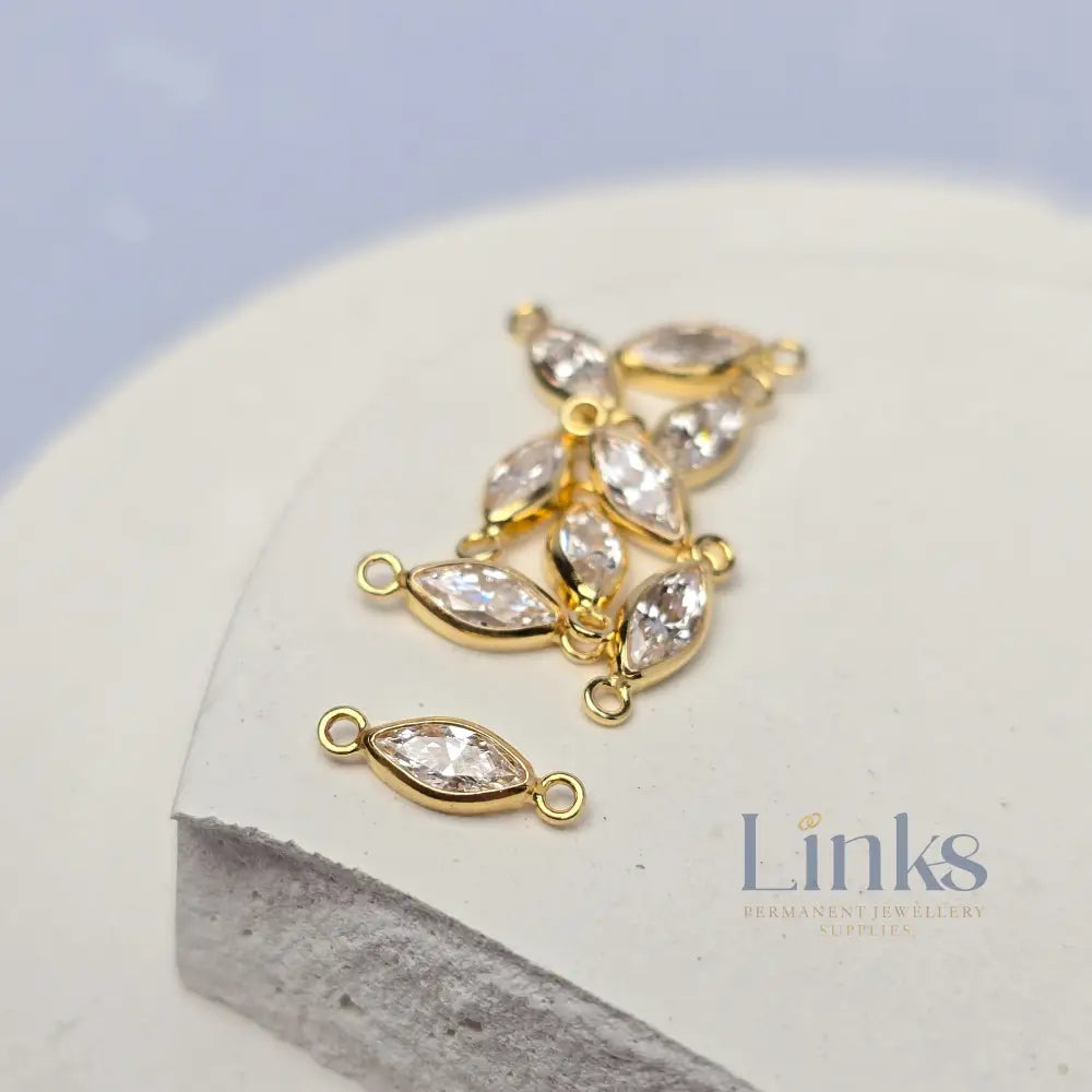 6mm Marquise Birthstone Connector 14k Gold Filled / April - Crystal