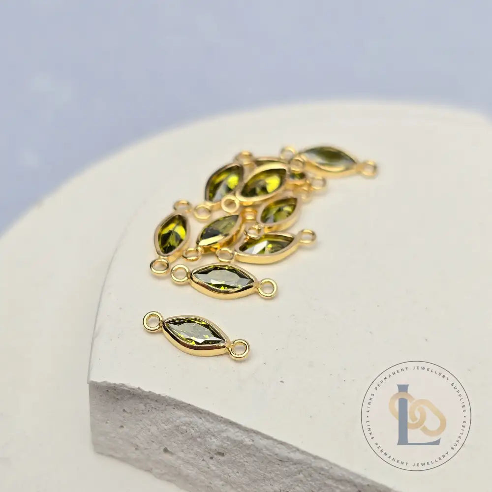 6mm Marquise Birthstone Connector 14k Gold Filled / August - Peridot