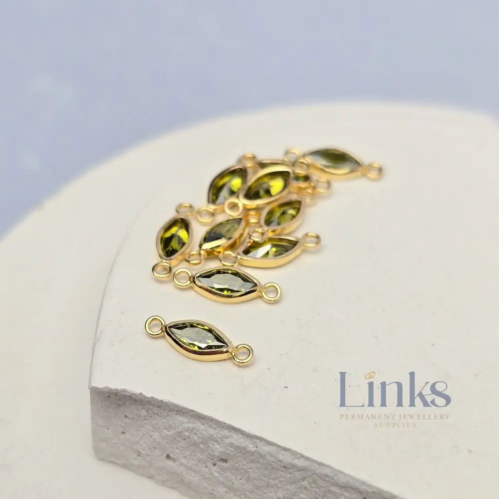 6mm Marquise Birthstone Connector 14k Gold Filled / August - Peridot