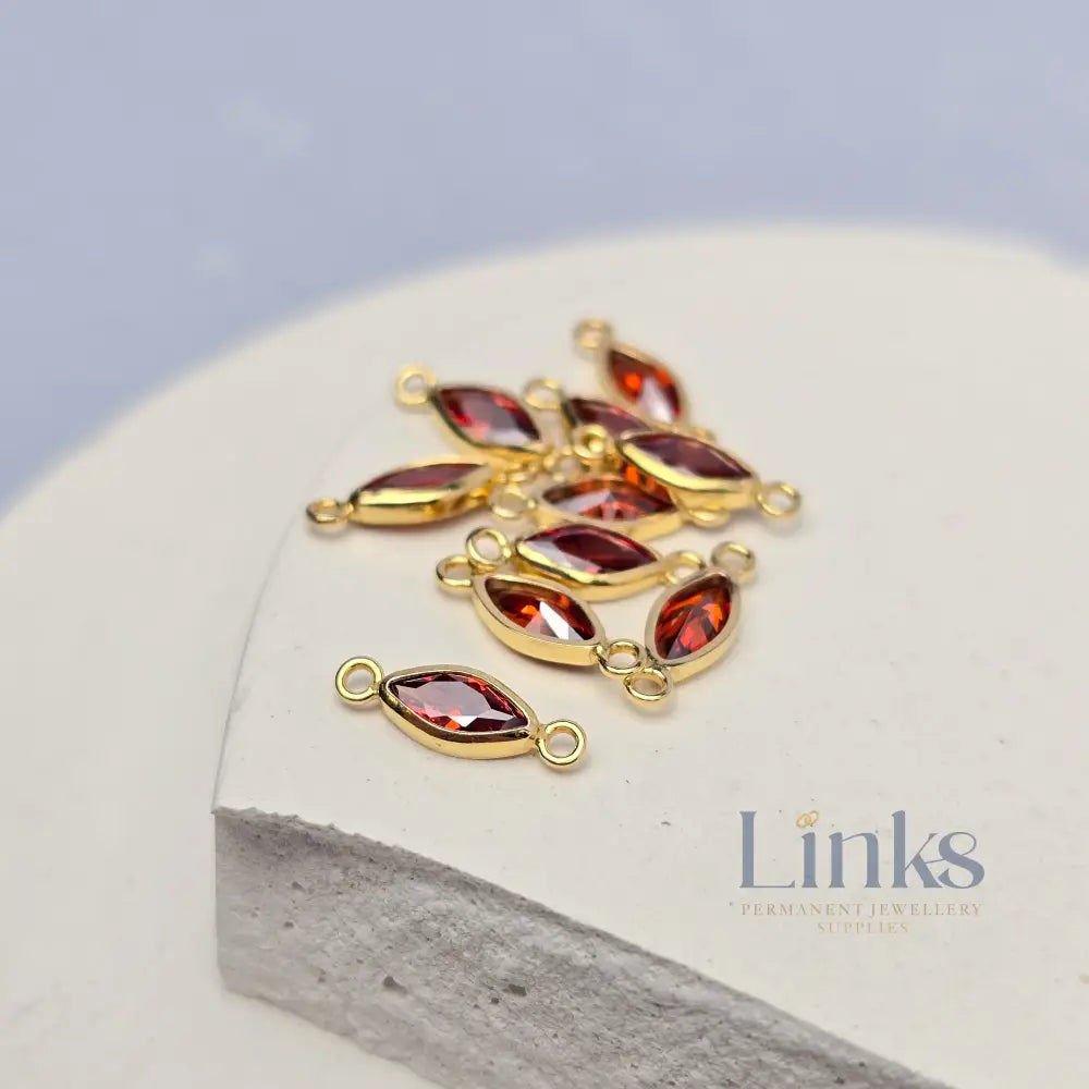 6mm Marquise Birthstone Connector 14k Gold Filled / January - Garnet