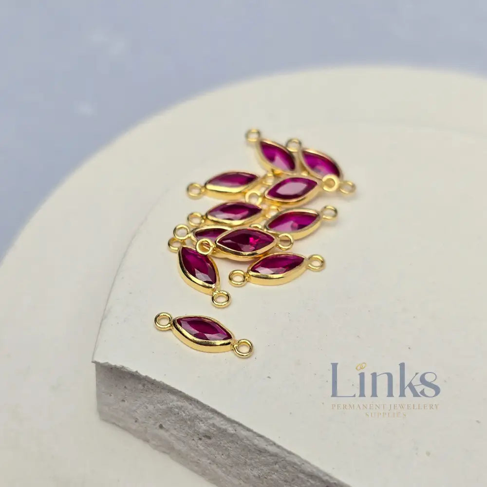 6mm Marquise Birthstone Connector 14k Gold Filled / July - Ruby