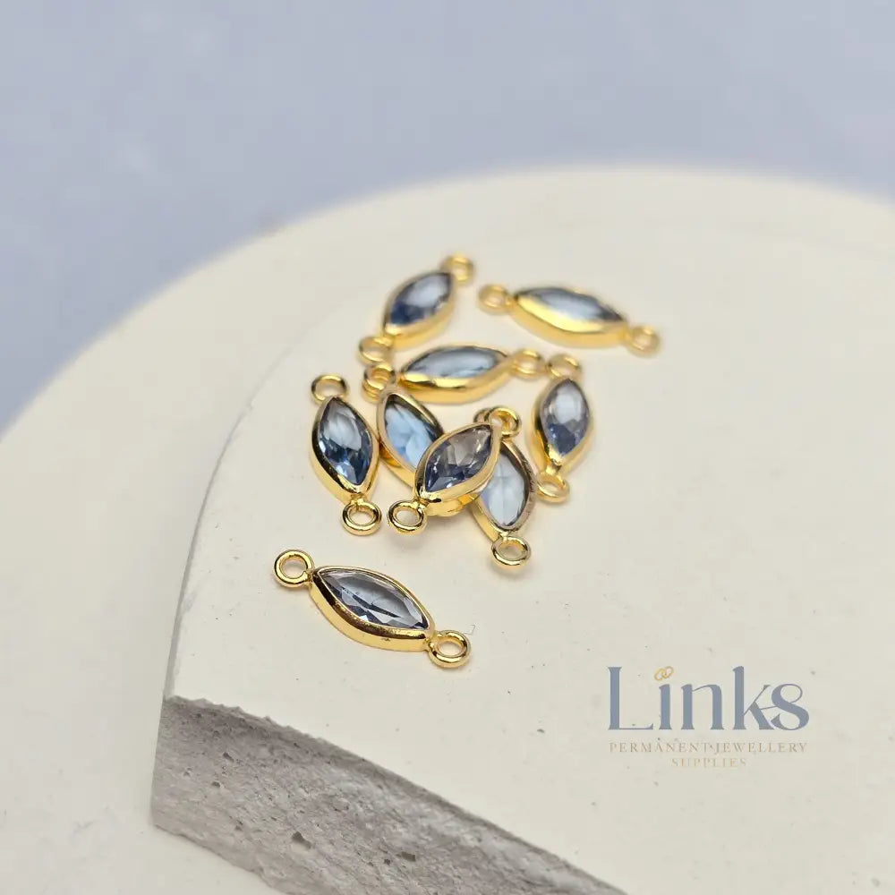 6mm Marquise Birthstone Connector 14k Gold Filled / March - Aquamarine