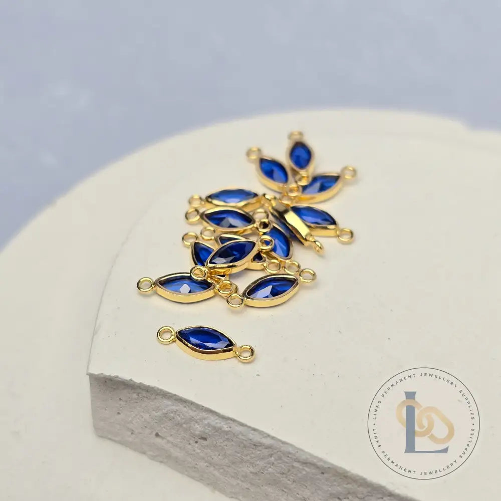 6mm Marquise Birthstone Connector 14k Gold Filled / September - Sapphire